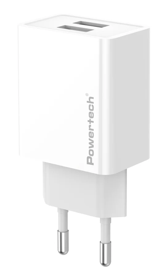 Φωτογραφία προϊόντος: POWERTECH φορτιστής τοίχου PT-1321, 2x USB, 12W, λευκός