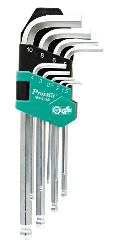 Φωτογραφία προϊόντος: PROSKIT σετ κλειδιά Allen HW-229B σε σχήμα L, 9τμχ