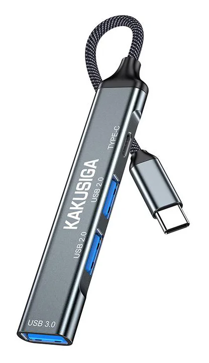 Φωτογραφία προϊόντος: KAKUSIGA USB hub KSC-1417, 4x θυρών, USB 3.0, 5Gbps, USB-C σύνδεση, γκρι