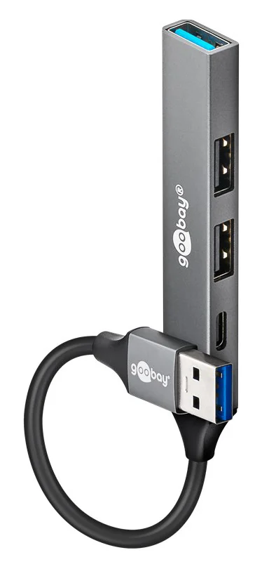 Φωτογραφία προϊόντος: GOOBAY USB hub 74458, 4x θυρών, USB 3.2, 5Gbps, USB σύνδεση, γκρι