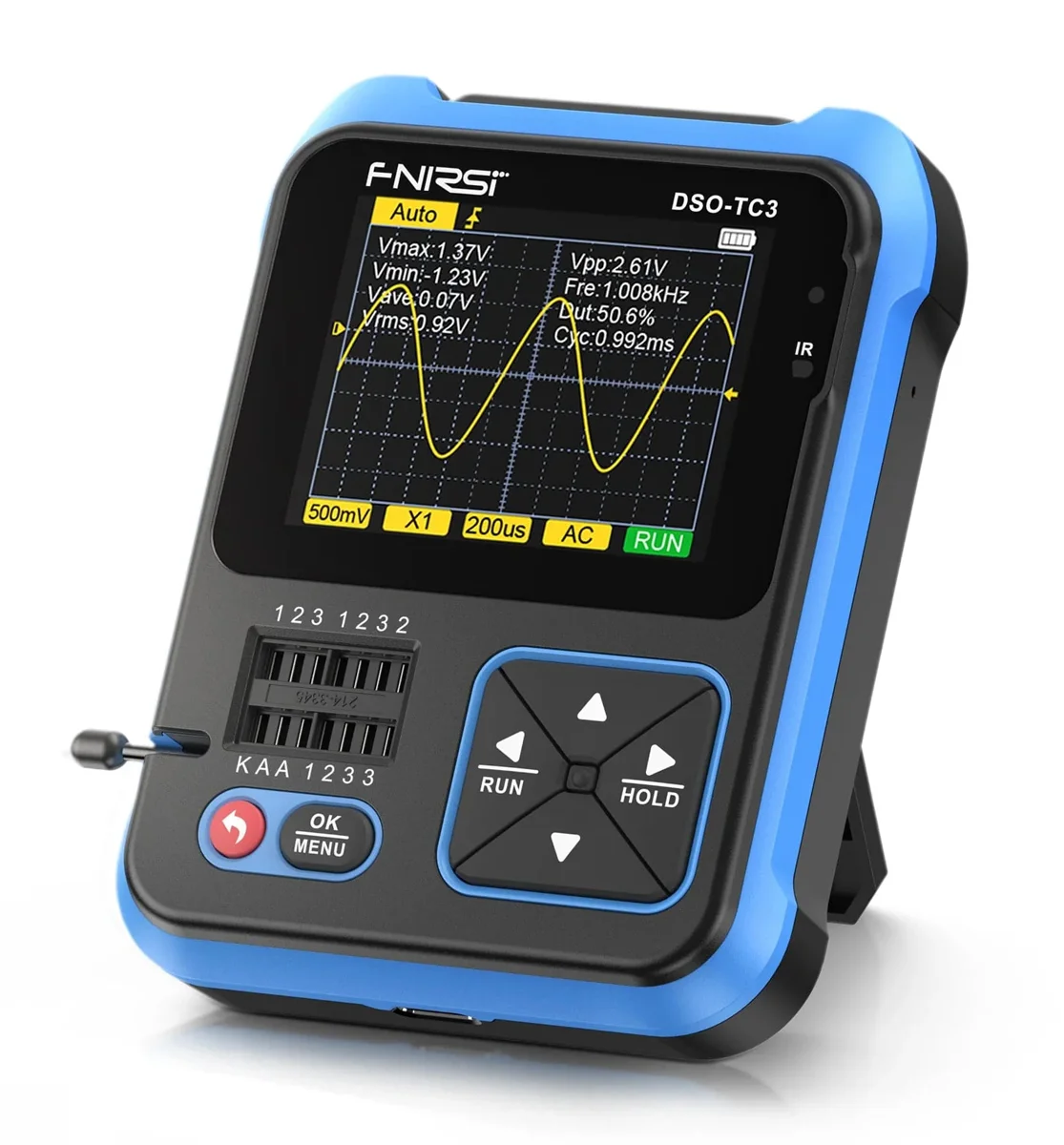 Φωτογραφία προϊόντος: FNIRSI 3 σε 1 παλμογράφος/signal generator/transistor tester χειρός DSO-TC3, επαναφορτιζόμενο