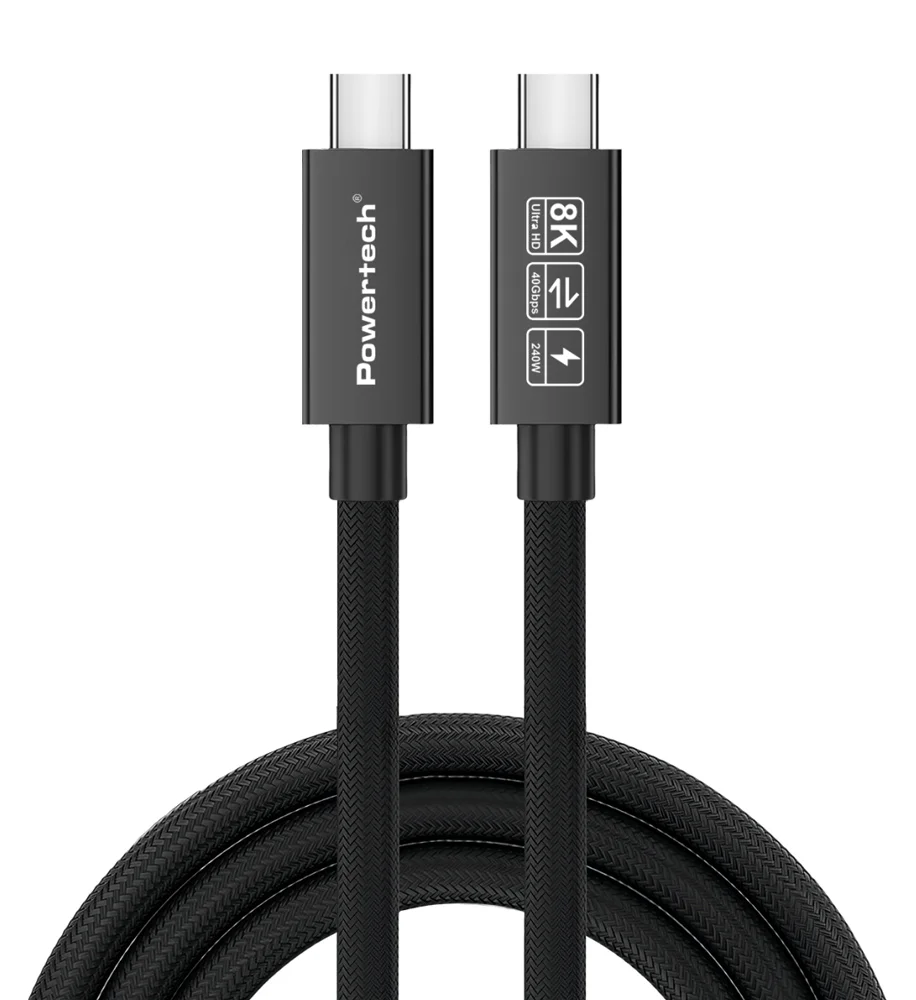 Φωτογραφία προϊόντος: POWERTECH καλώδιο USB-C PTR-0165, USB4, 240W, 40Gbps, 8K/60Hz, 1m, μαύρο