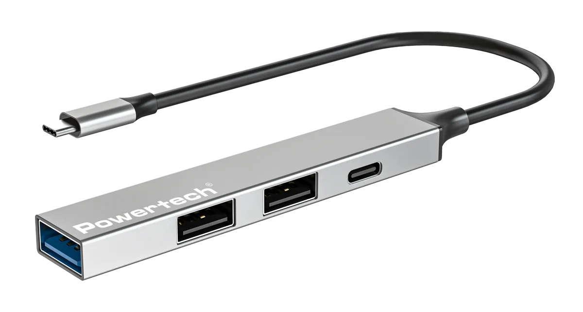 Φωτογραφία προϊόντος: POWERTECH USB hub PT-1412, 4x θυρών, USB 3.2, 5Gbps, USB-C σύνδεση, γκρι