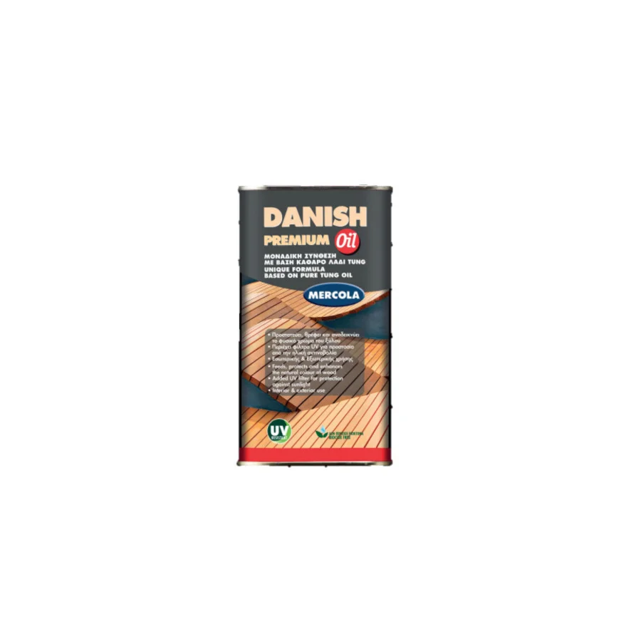Φωτογραφία προϊόντος: MERCOLA PREMIUM DANISH OIL Λάδι Ξύλινων επιφανειών Άχρωμο Σατινέ 1 lt