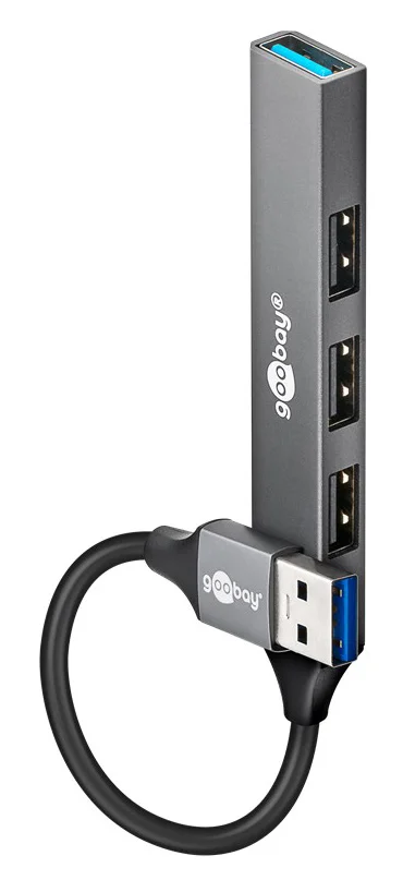 Φωτογραφία προϊόντος: GOOBAY USB hub 74456, 4x θυρών, USB 3.2, 5Gbps, USB σύνδεση, γκρι