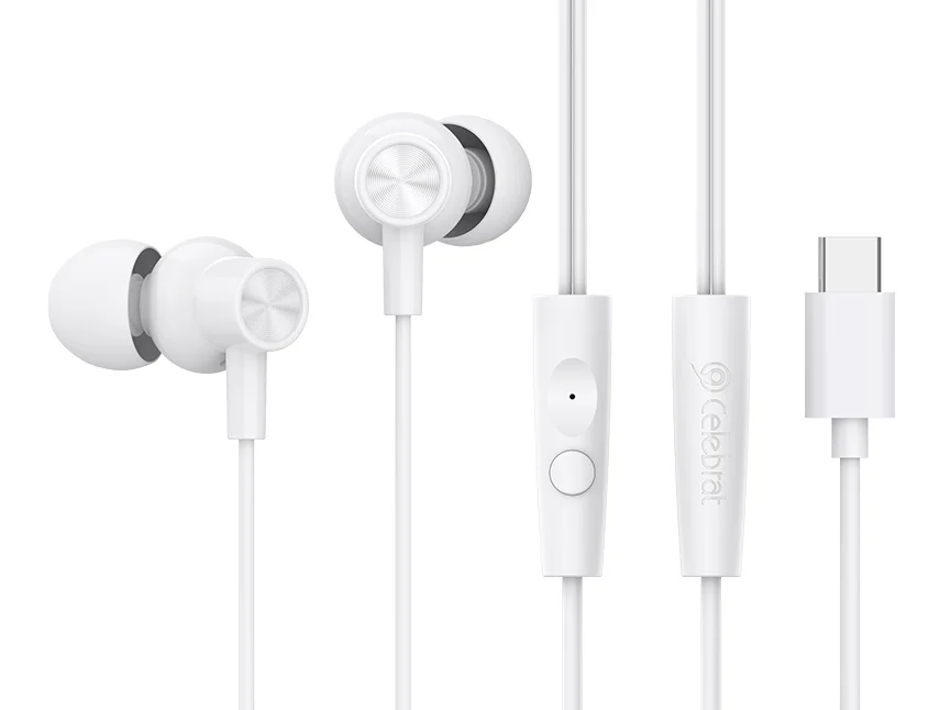 Φωτογραφία προϊόντος: CELEBRAT earphones με μικρόφωνο G38, USB-C σύνδεση, 10mm, 1.2m, λευκά