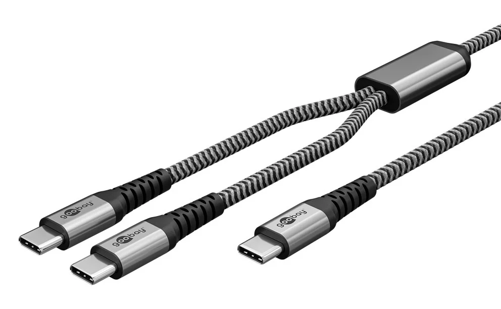 Φωτογραφία προϊόντος: GOOBAY καλώδιο USB-C σε 2x USB-C 75739, 60W, 480Mbps, 1.5m, γκρι