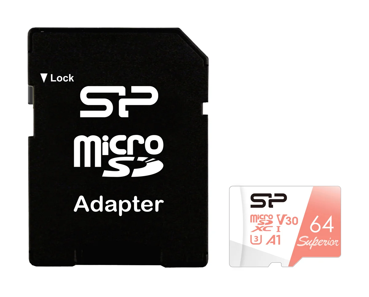 Φωτογραφία προϊόντος: SILICON POWER κάρτα μνήμης microSDXC Superior, 64GB, C10 UHS-I U3 A1 V30