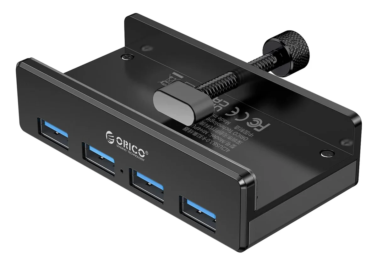 Φωτογραφία προϊόντος: ORICO USB hub MH4PU-P με σφιγκτήρα, 4x θυρών, 5Gbps, USB σύνδεση, μαύρο