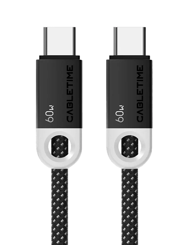 Φωτογραφία προϊόντος: CABLETIME καλώδιο USB-C CT-CM60-PBW, 60W PD, 480Mbps, 0.25m, μαύρο