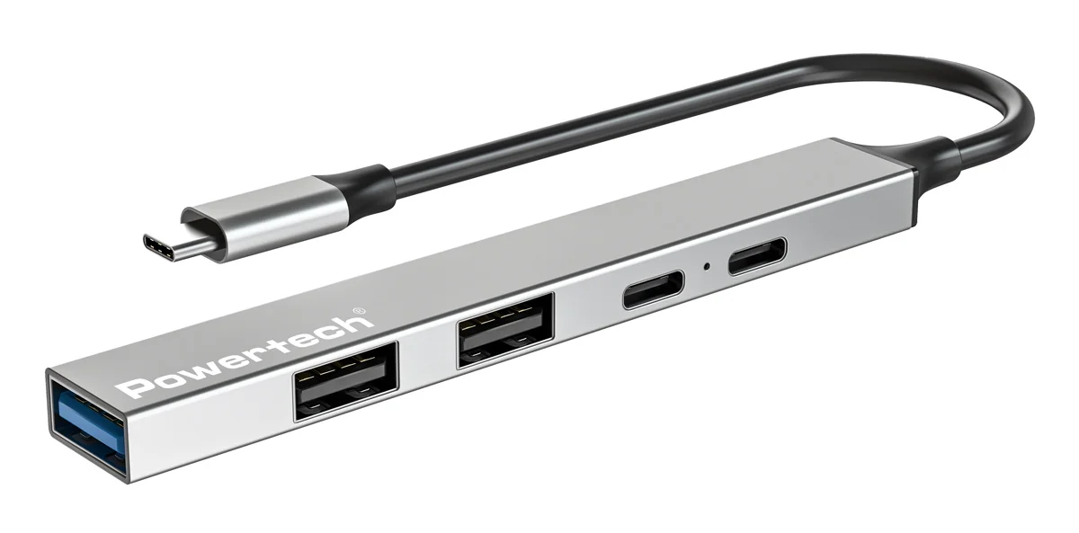 Φωτογραφία προϊόντος: POWERTECH USB hub PT-1414, 5x θυρών, USB 3.2, 5Gbps, 100W, USB-C σύνδεση, γκρι