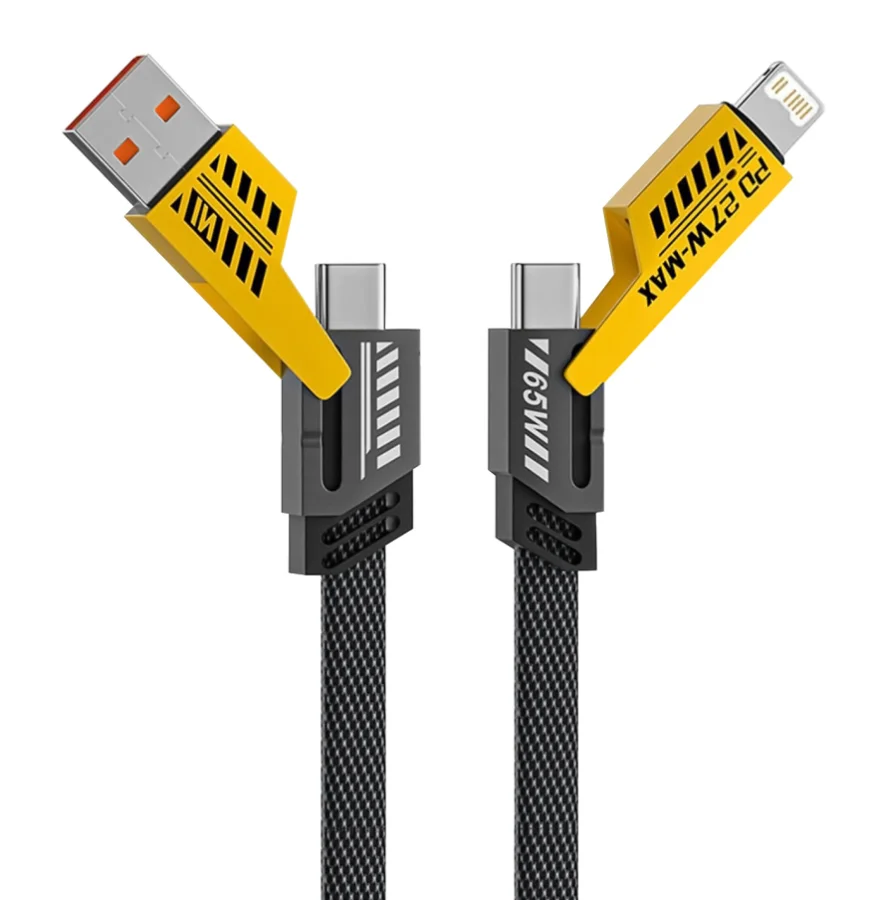 Φωτογραφία προϊόντος: POWERTECH καλώδιο USB-C/USB σε USB-C/Lightning PTR-0164, 65W, 480Mbps, 1m, μαύρο