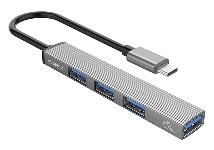 Φωτογραφία προϊόντος: ORICO USB hub AH-13, 4x θυρών, USB 3.0, 5Gbps, USB-C σύνδεση, γκρι