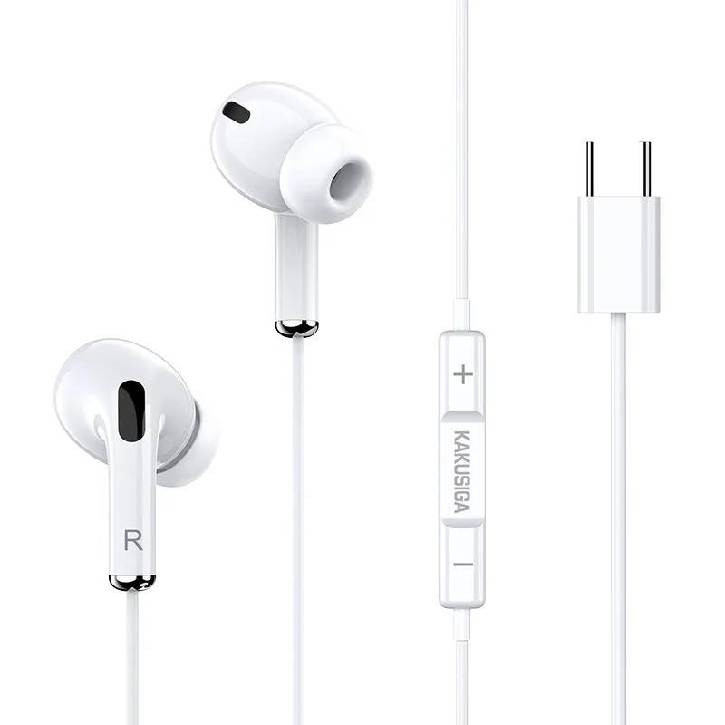 Φωτογραφία προϊόντος: KAKUSIGA earphones με μικρόφωνο KSC-727, USB-C σύνδεση, 14.2mm, 1.2m, λευκά