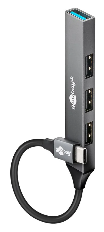 Φωτογραφία προϊόντος: GOOBAY USB hub 74457, 4x θυρών, USB 3.2, 5Gbps, USB-C σύνδεση, γκρι