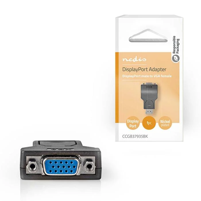 Φωτογραφία προϊόντος: NEDIS Αντάπτορας DisplayPort αρσ. σε VGA θηλ., σε μαύρο χρώμα.