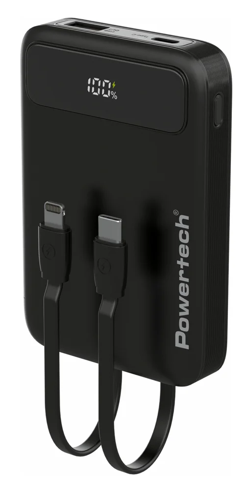 Φωτογραφία προϊόντος: POWERTECH power bank με καλώδια και οθόνη PT-1417 10000mAh, 22.5W, μαύρο