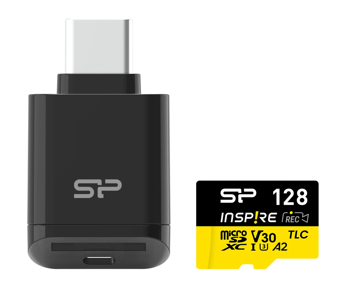 Φωτογραφία προϊόντος: SILICON POWER κάρτα μνήμης microSDXC Inspire με card reader, 128GB, C10 UHS-I U3 V30 A2