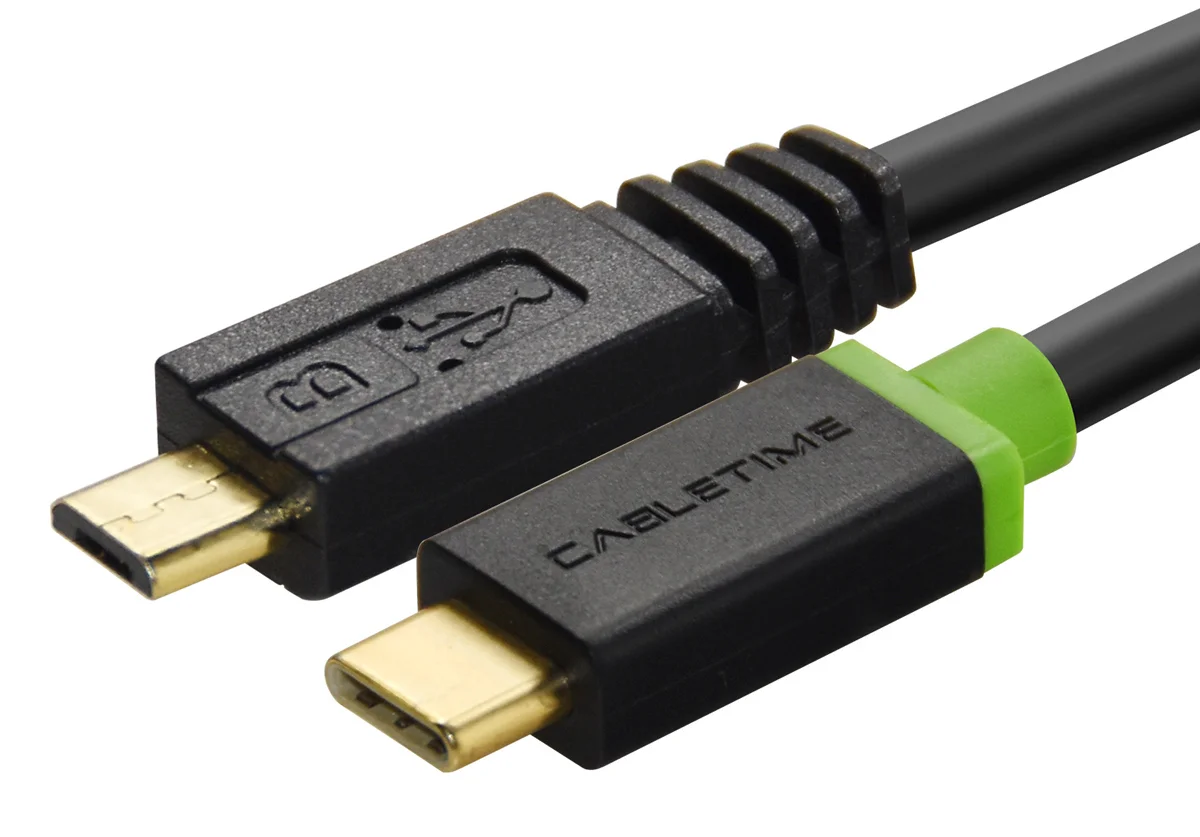 Φωτογραφία προϊόντος: CABLETIME καλώδιο USB-C σε micro USB CT-U32-CMMCBG, 2A, 480Mbps, 1m, μαύρο