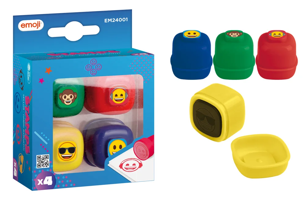 Φωτογραφία προϊόντος: EMOJI παιδικές σφραγίδες EM24001, 4x σχέδια/χρώματα
