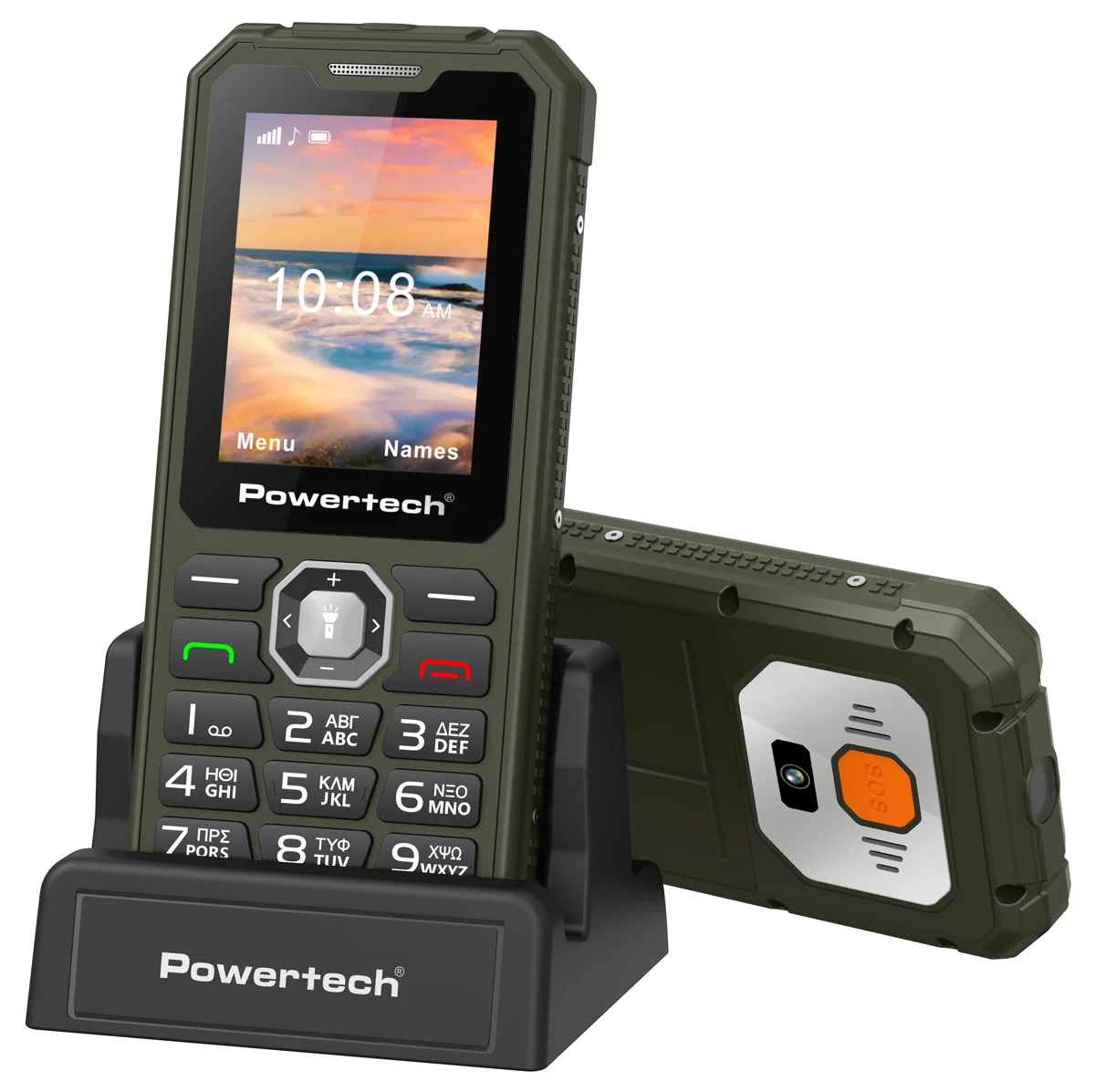 Φωτογραφία προϊόντος: POWERTECH κινητό τηλέφωνο Sentry Armor, dual SIM, πλήκτρο SOS, 4G, IP67, χακί