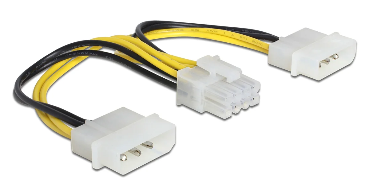 Φωτογραφία προϊόντος: DELOCK καλώδιο 2x 4pin molex σε 8pin EPS 83410, 0.15m