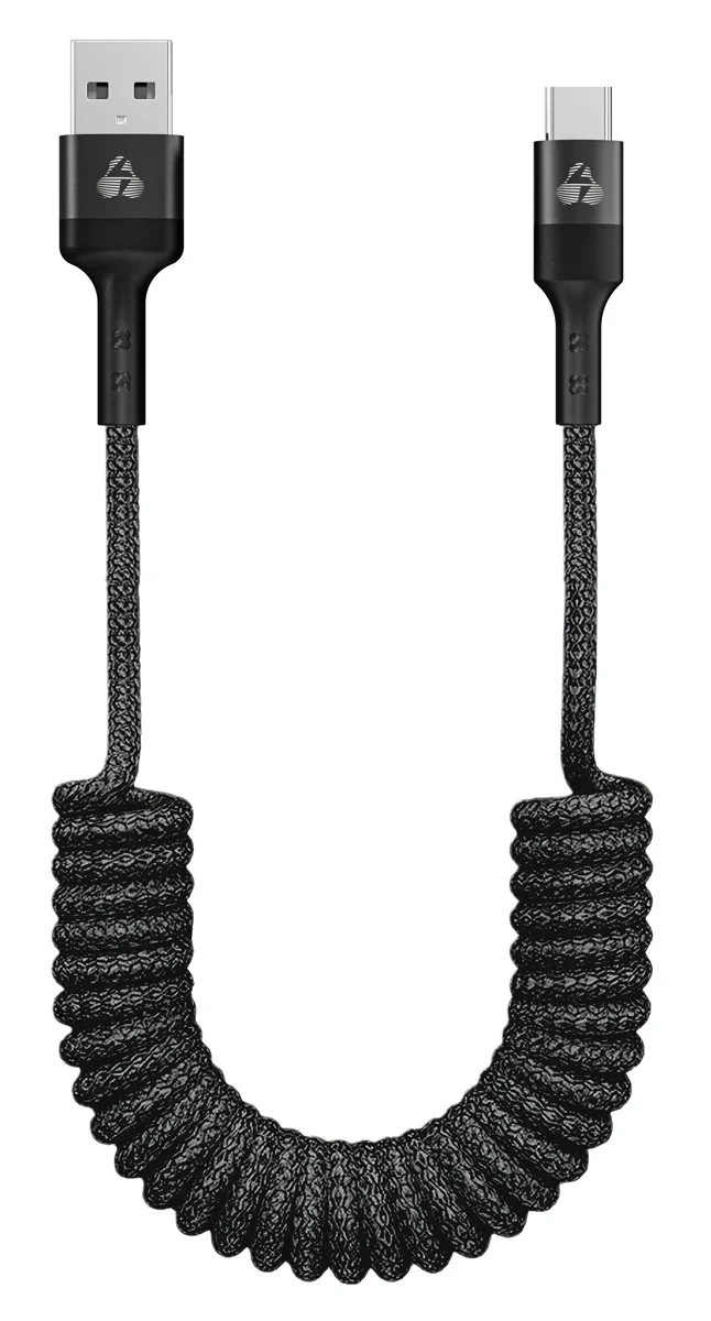 Φωτογραφία προϊόντος: POWERTECH καλώδιο USB-C σε USB PTR-0197 με spiral καλώδιο, PD 60W, 480Mbps, 1m, μαύρο
