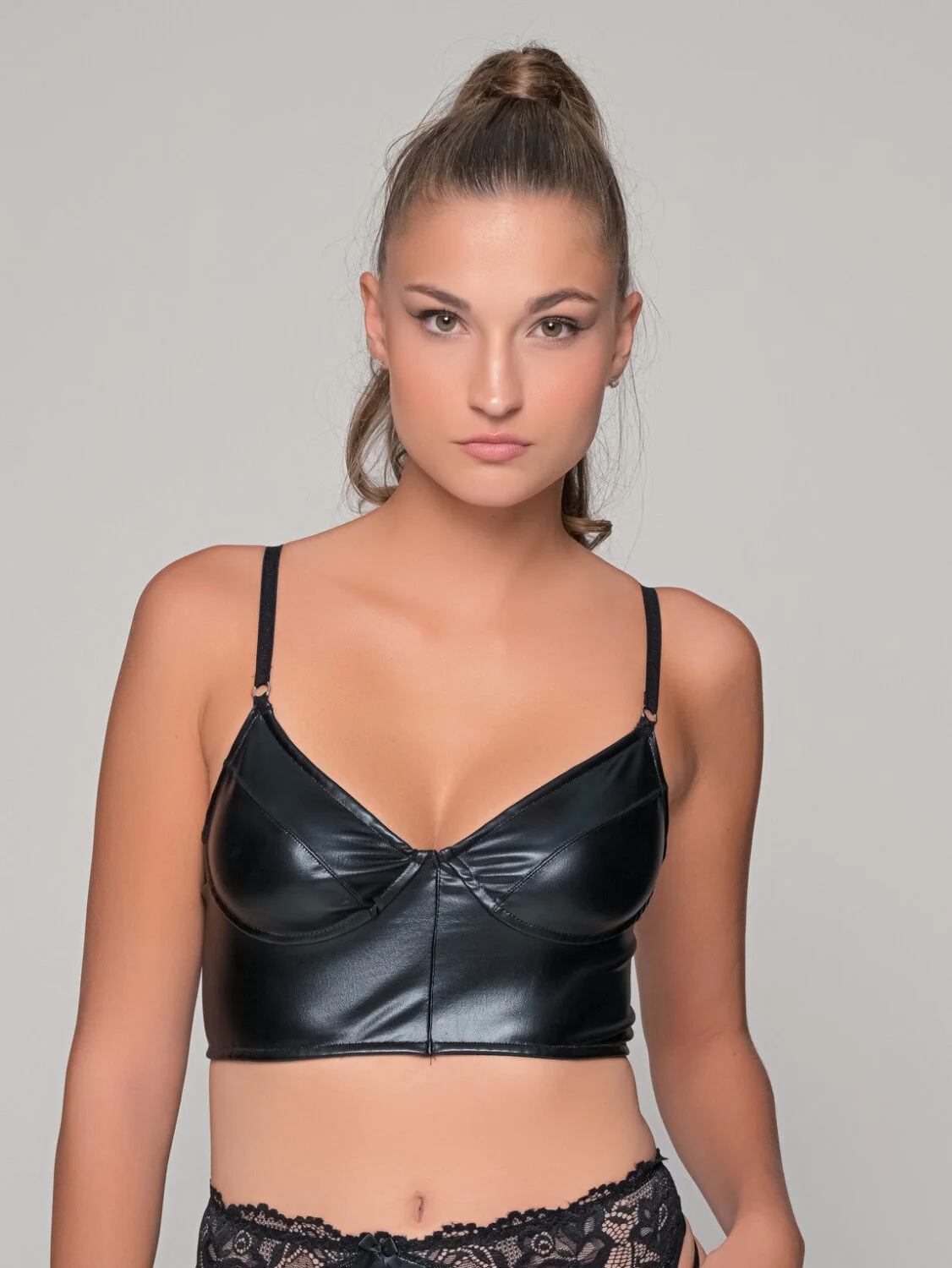 Φωτογραφία προϊόντος: Milena By Paris Μπουστάκι Δερματίνη Μαύρο
