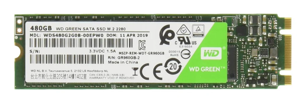 Φωτογραφία προϊόντος: WD M.2 SATA III SSD Green WDS480G2G0B, 480GB, 545MBps, Factory Recertified