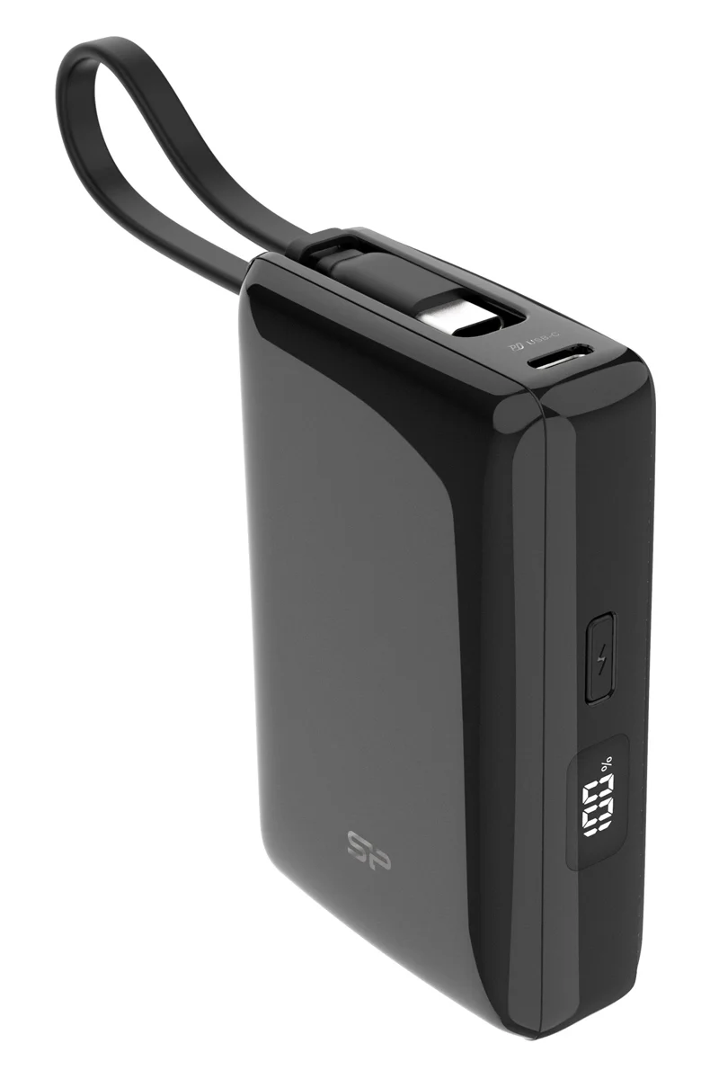 Φωτογραφία προϊόντος: SILICON POWER power bank CP10 με καλώδιο USB-C, 2x θύρες εξόδου, 10000mAh, 20W, μαύρο