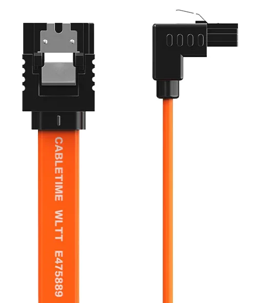 Φωτογραφία προϊόντος: CABLETIME καλώδιο SATA III CT-SATA3R, γωνιακό, 6Gbps, 0.50m, πορτοκαλί