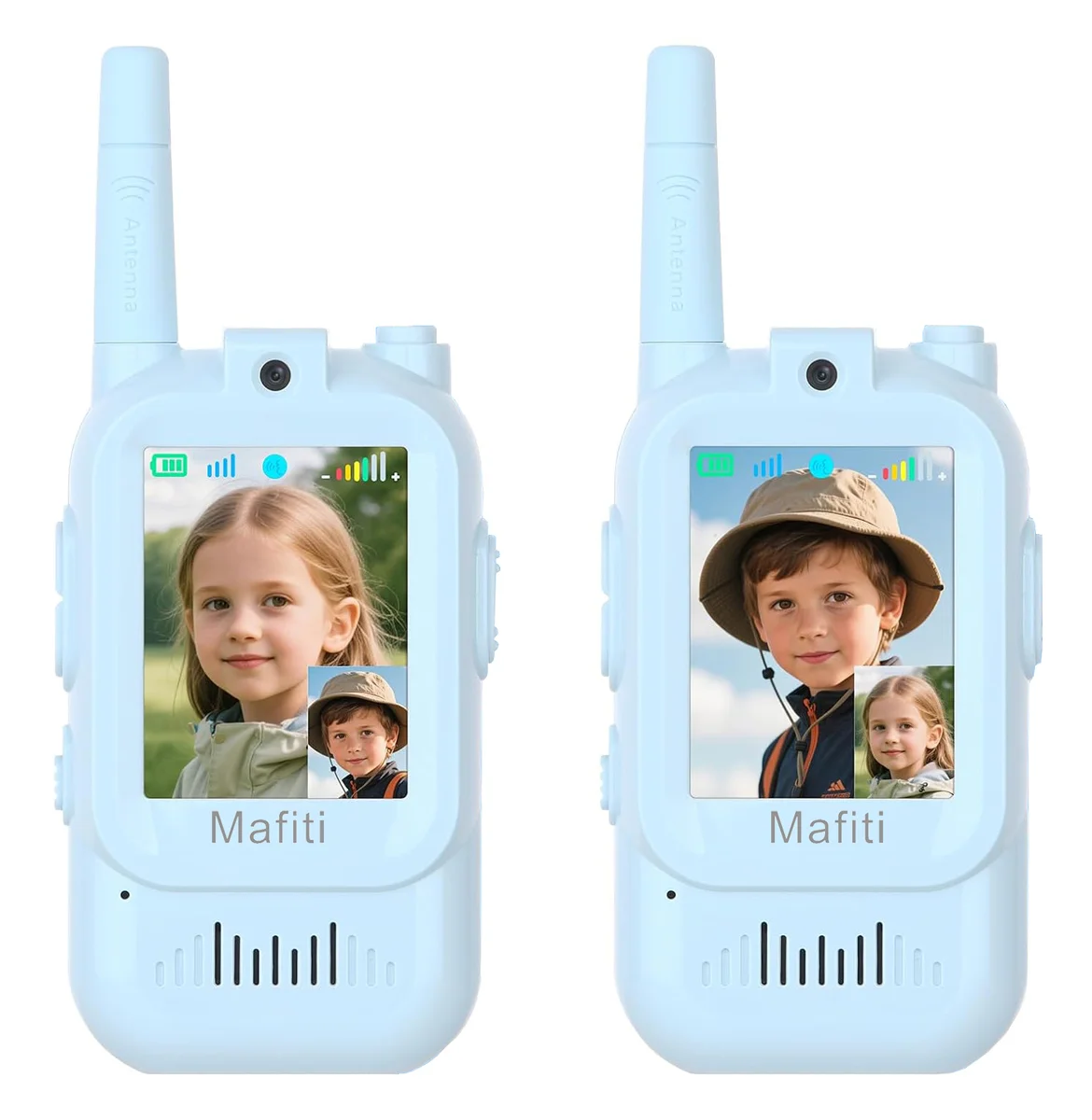 Φωτογραφία προϊόντος: MAFITI παιδικά walkie talkie JK200 με οθόνη & κάμερα, 3+ ετών, επαναφορτιζόμενα, μπλε, 2τμχ