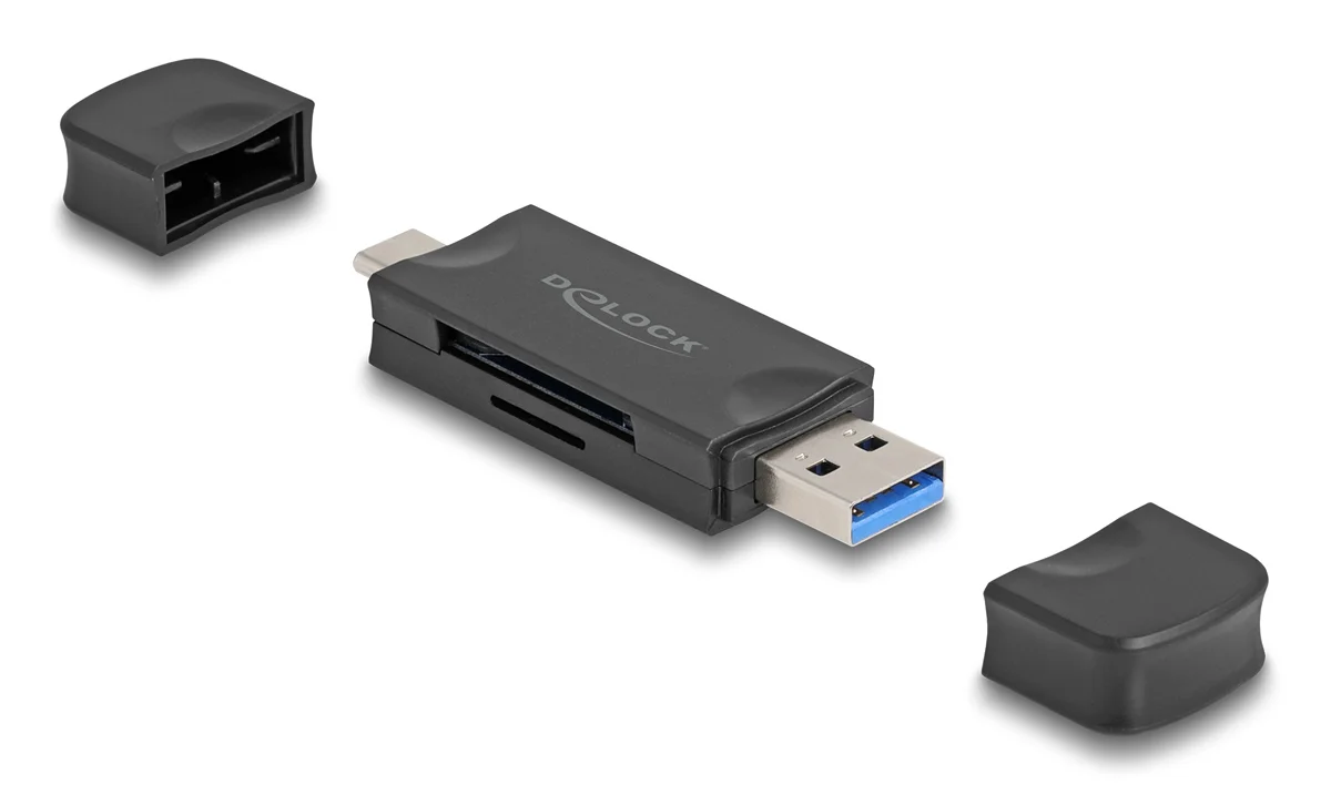Φωτογραφία προϊόντος: DELOCK card reader 91020 για SD & micro SD, USB/USB-C σύνδεση, 5Gbps, μαύρο