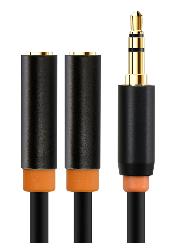 Φωτογραφία προϊόντος: CABLETIME καλώδιο ήχου 3.5mm σε 2x 3.5mm CT-AV309-P12G, 20cm, μαύρο