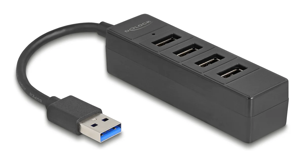 Φωτογραφία προϊόντος: DELOCK USB hub 64350, 4x θυρών, USB 3.0, 5Gbps, USB σύνδεση, μαύρος