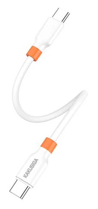Φωτογραφία προϊόντος: KAKUSIGA καλώδιο USB-C KSC-1024, σιλικόνης, 100W, 480Mbps, 0.25m, λευκό