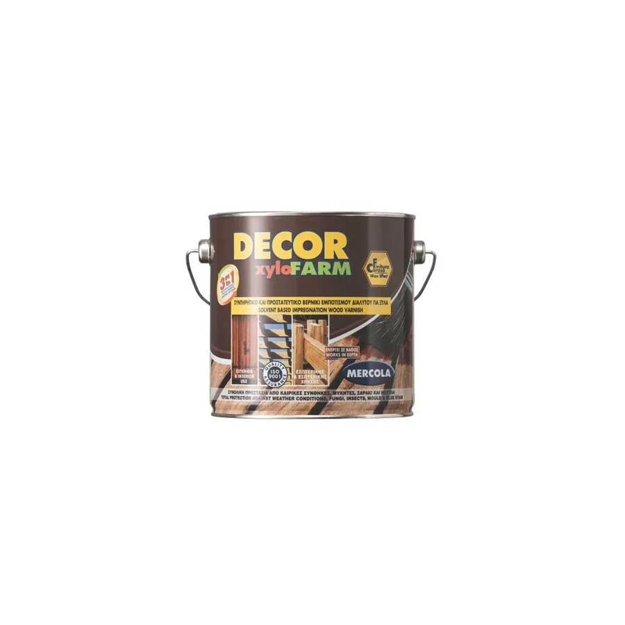 Φωτογραφία προϊόντος: MERCOLA DECOR XYLOFARM Βερνίκι Εμποτισμού Ξύλων Διαλύτου Σατινέ Άχρωμο 2,5 lt