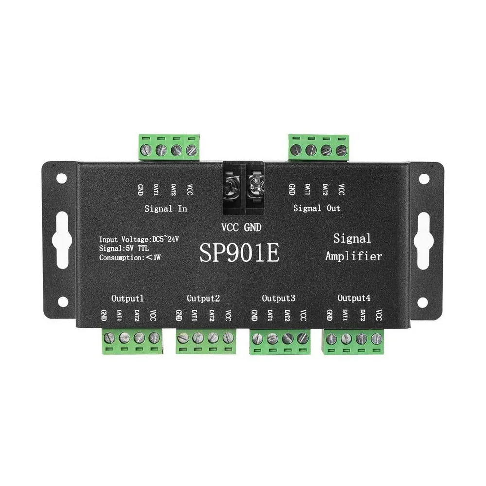 Φωτογραφία προϊόντος: OEM SP901E LED Pixel SPI Signal Amplifier Repeater Addressable LED Strip and Dream Color Programmable LED Matrix Panel, 5V~24V