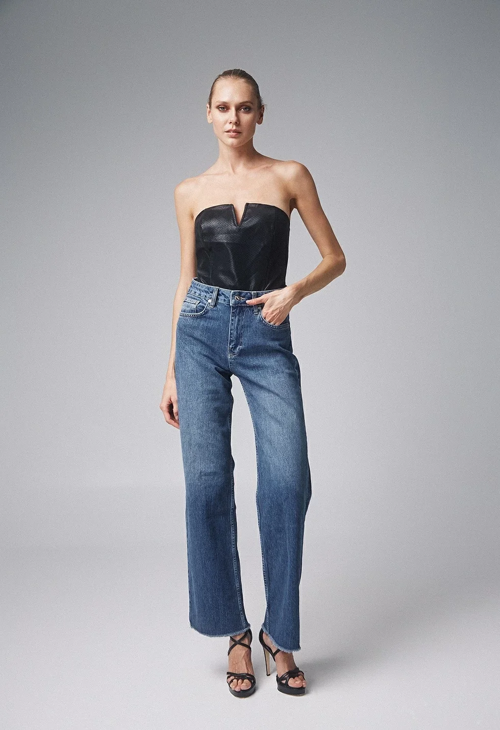 Φωτογραφία προϊόντος: Desiree 42.39009 wide leg denim jeans ψηλόμεσο με 5 τσέπες και φαρδύ μπατζάκι