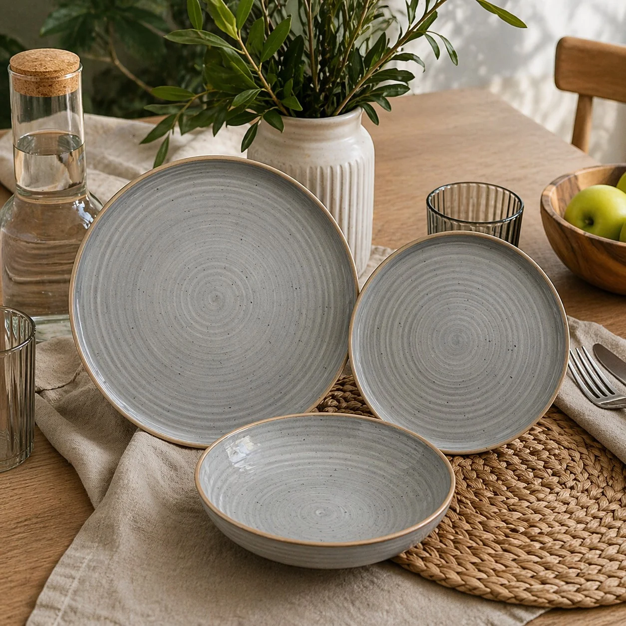 Φωτογραφία προϊόντος: Ankor Σερβίτσιο Φαγητού Stonware 18τμχ. Harmonia Grey
