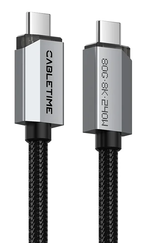 Φωτογραφία προϊόντος: CABLETIME καλώδιο USB-C CT-USB4V2, USB4, 240W, 80Gbps, 8K/60Hz, 1m, μαύρο