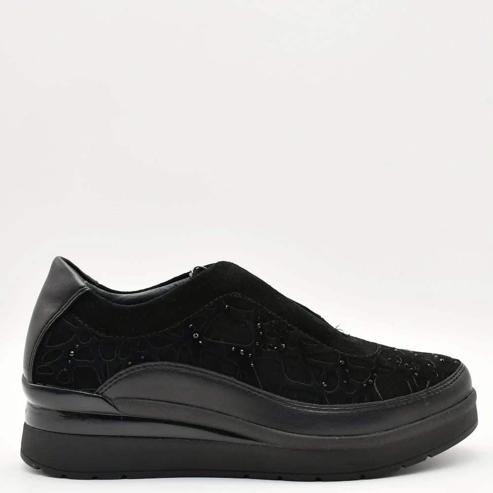 Φωτογραφία προϊόντος: Sneakers Γυναικεία Stonefly 221725 000 Cream 21 σε σουέτ μαύρο δέρμα