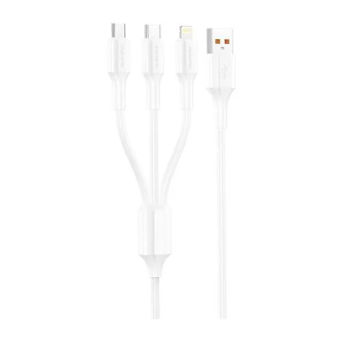 Φωτογραφία προϊόντος: Καλώδιο Σύνδεσης USB 2.0 Foneng XS01 3in1 USB A σε Micro USB & USB C & Lightning 3A 15W 1.2m Λευκό N68699