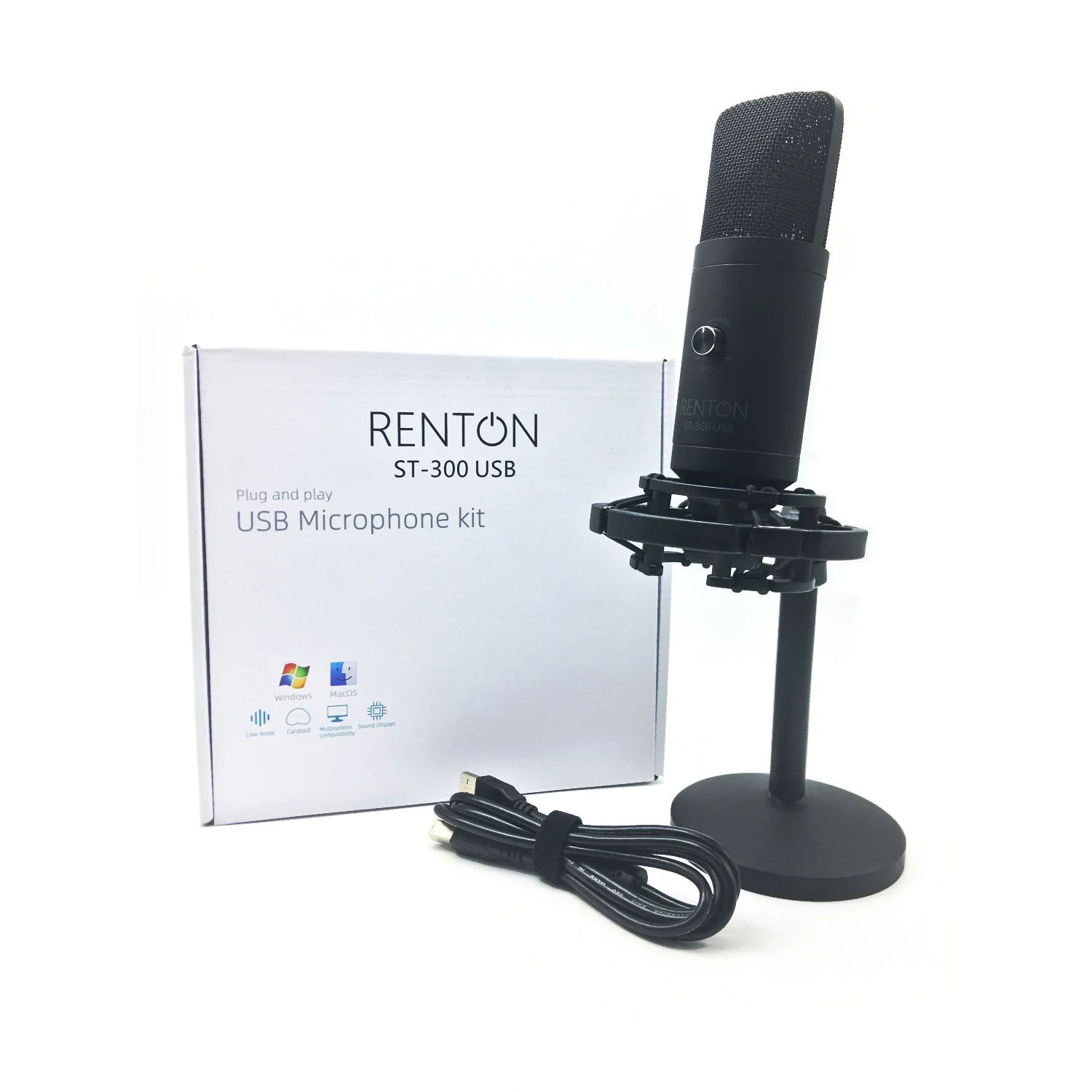 Φωτογραφία προϊόντος: renton ST300 USB PodCaster studio microphone with headphones and stand (26510)