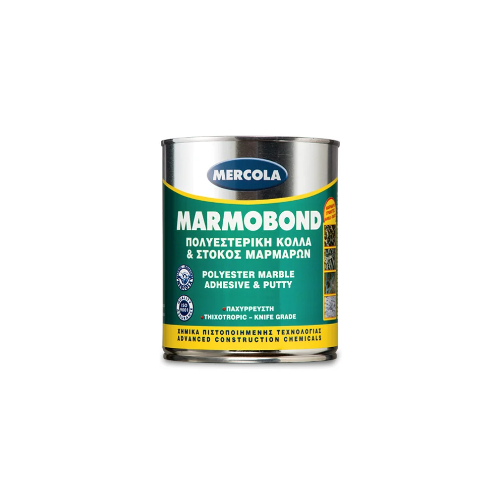 Φωτογραφία προϊόντος: MERCOLA MARMOBOND Παχύρρευστη Πολυεστερική Κόλλα + Στόκος Μαρμάρων και Γρανιτών 2 συστατικών Λευκή 500 gr