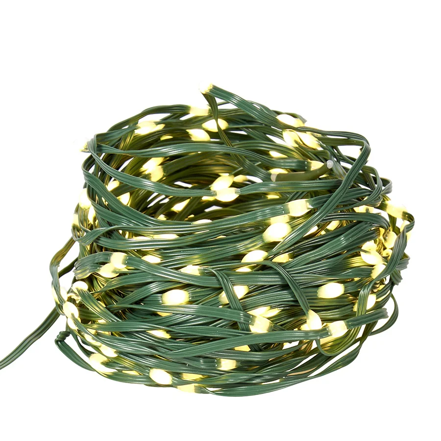 Φωτογραφία προϊόντος: OEM 100 LED Ηλιακά Λαμπάκια Πράσινο Καλώδιο Θερμό Λευκό Φως IP65