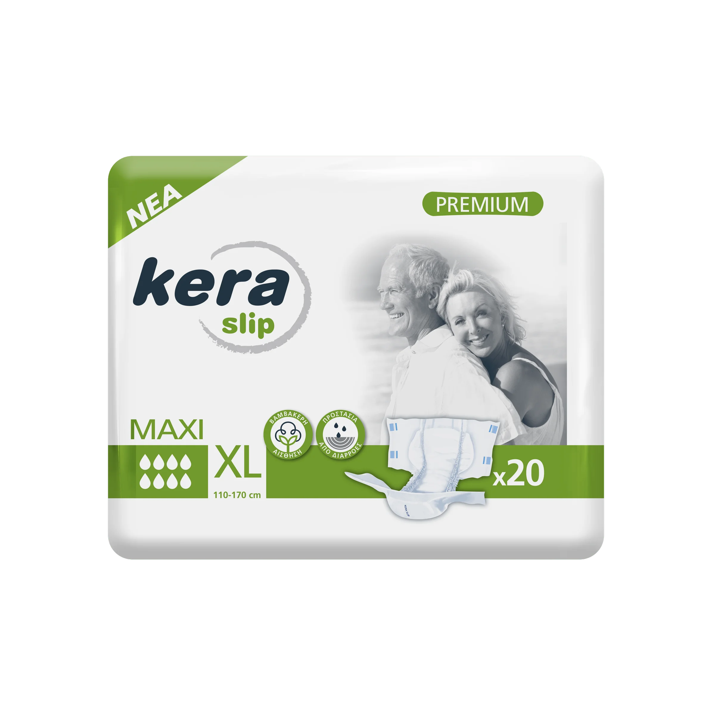 Φωτογραφία προϊόντος: Πανες ακρατειας Kera Slip XLarge Maxi Monthly Pack 80 τεμαχιων (4×20)