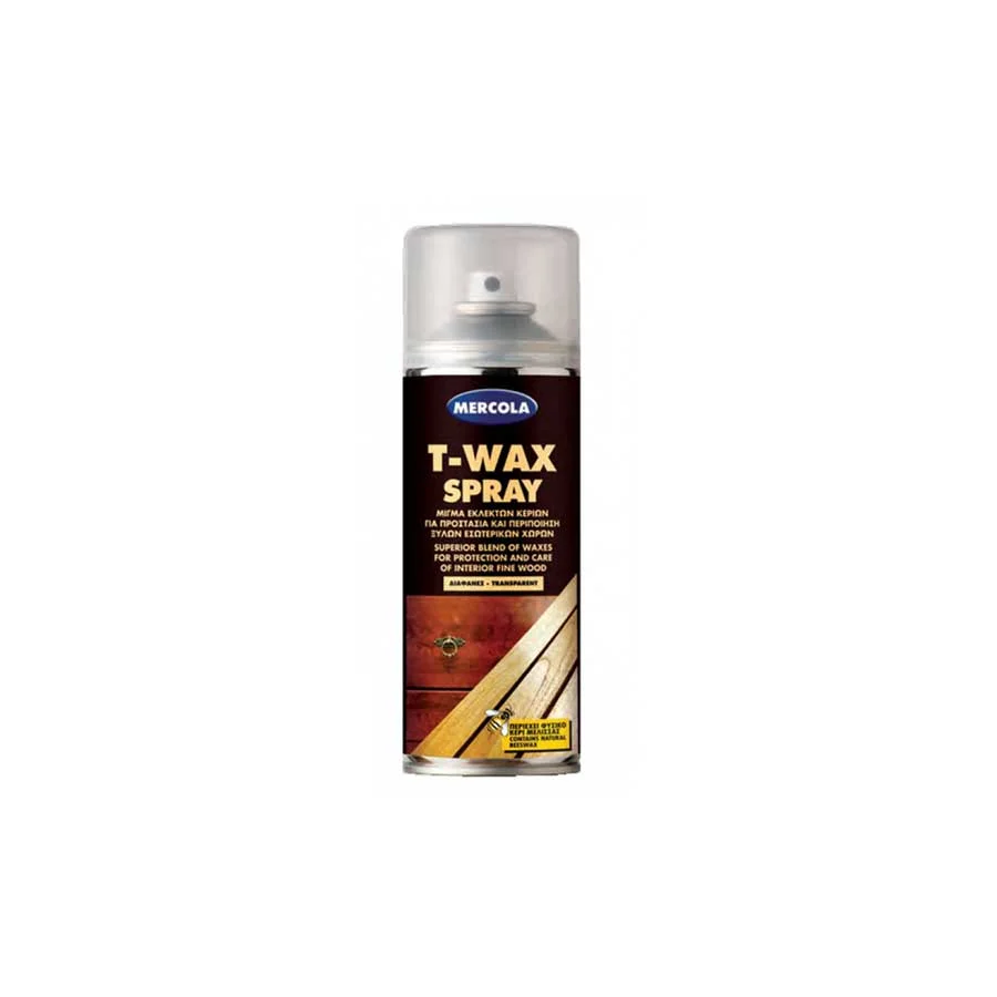 Φωτογραφία προϊόντος: MERCOLA T-WAX Spray Προστατευτικό διαφανές κερί ξύλων με φυσικό κερί μέλισσας 400 ml