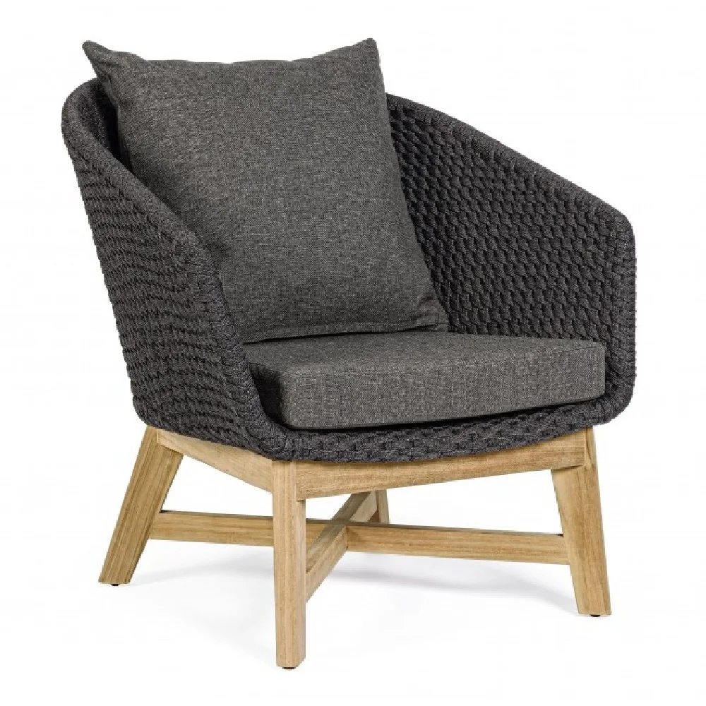 Φωτογραφία προϊόντος: Πολυθρόνα Teak Rope Coachella Charcoal (Bizzotto) (BZ-0804744)