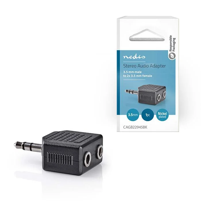 Φωτογραφία προϊόντος: NEDIS Αντάπτορας 3,5mm Stereo αρσ. - 2x 3,5mm Stereo θηλ., σε μαύρο χρώμα.